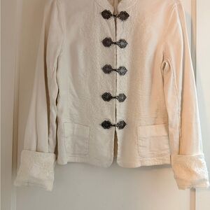 Peter Nygard Cream Blazer with Black Embellishments